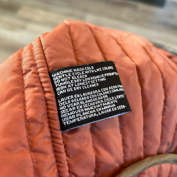 Weatherproof Quilted Barn Jacket Brown Button Front Riding Coat Orange Lining L - Picture 6 of 9